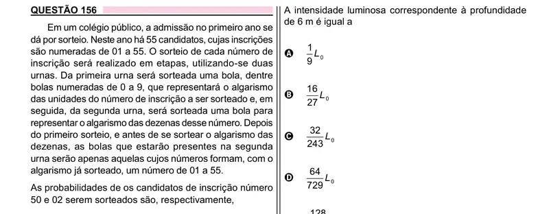 Enunciado da questão 156 do ENEM 2023 Dia 2
