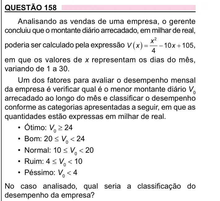 Enunciado da questão 158 do ENEM 2023 Dia 2