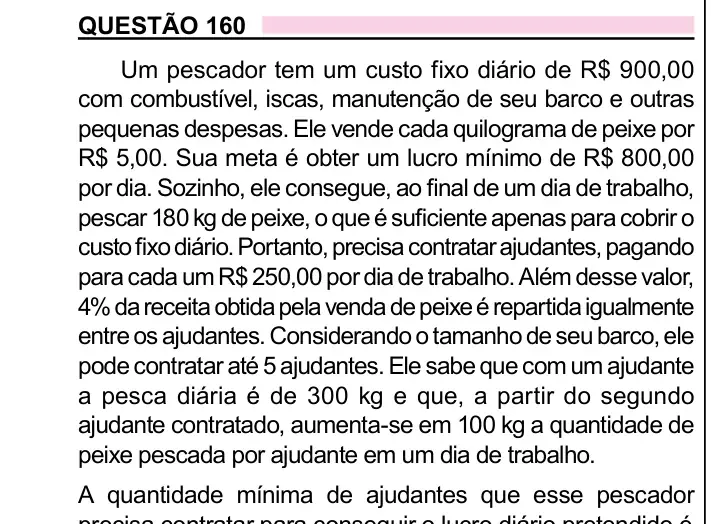 Enunciado da questão 160 do ENEM 2023 Dia 2