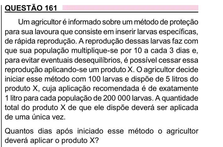 Enunciado da questão 161 do ENEM 2023 Dia 2
