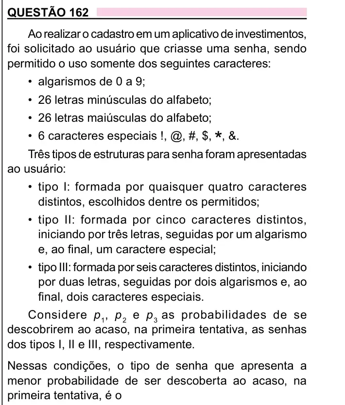 Enunciado da questão 162 do ENEM 2023 Dia 2