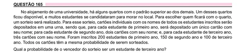 Enunciado da questão 165 do ENEM 2023 Dia 2