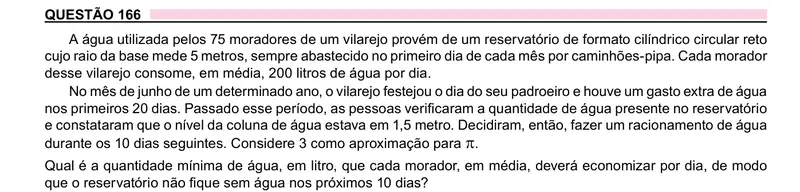 Enunciado da questão 166 do ENEM 2023 Dia 2