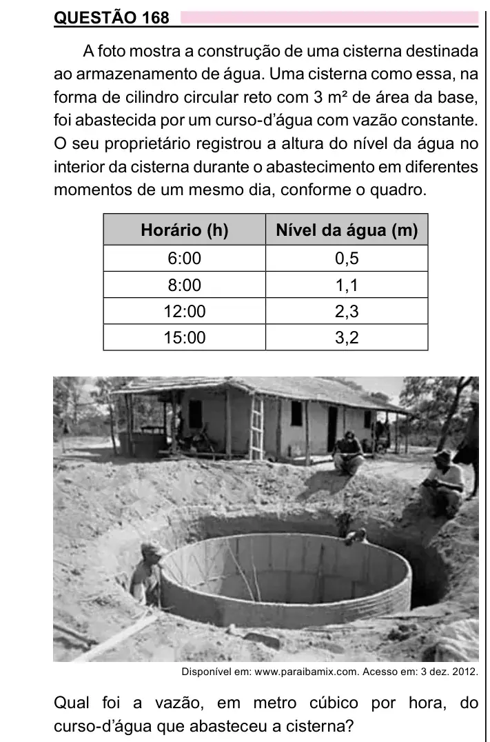 Enunciado da questão 168 do ENEM 2023 Dia 2