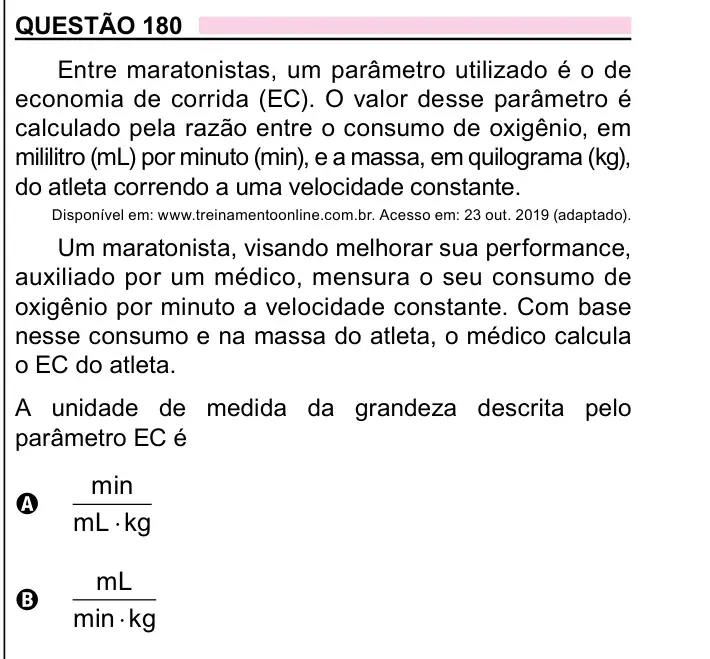 Enunciado da questão 180 do ENEM 2023 Dia 2