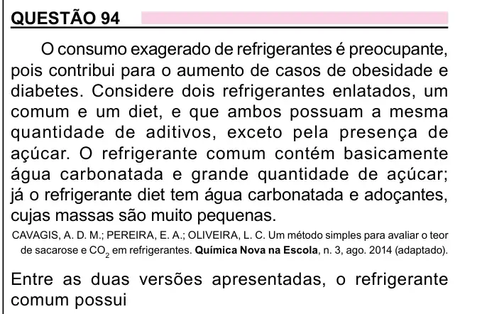Enunciado da questão 94 do ENEM 2023 Dia 2