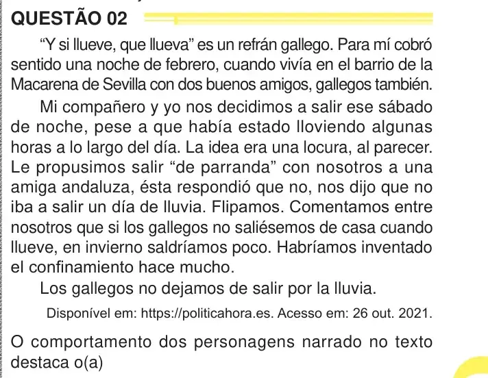 Enunciado da questão 2 do ENEM 2024 Dia 1