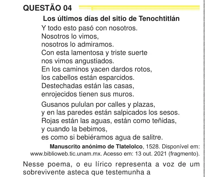 Enunciado da questão 4 do ENEM 2024 Dia 1