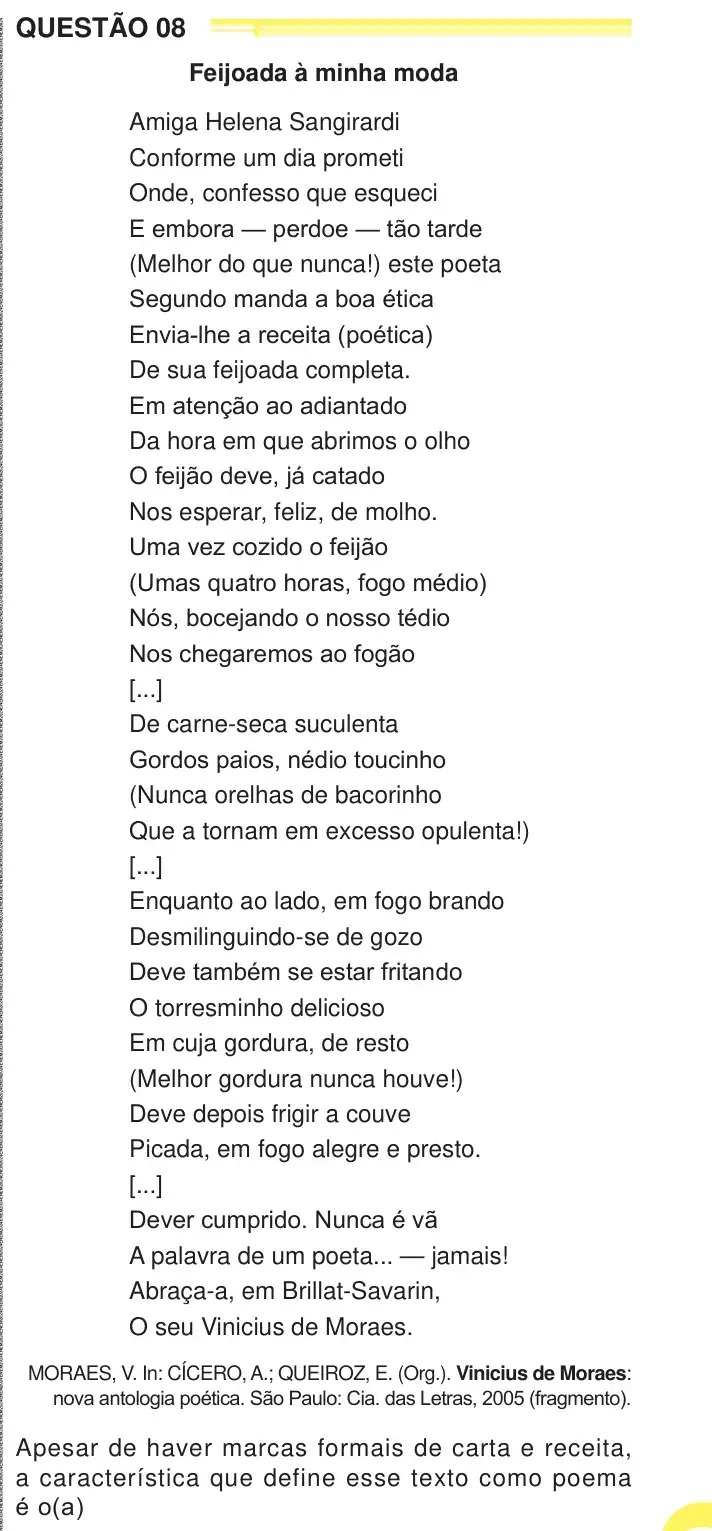 Enunciado da questão 8 do ENEM 2024 Dia 1