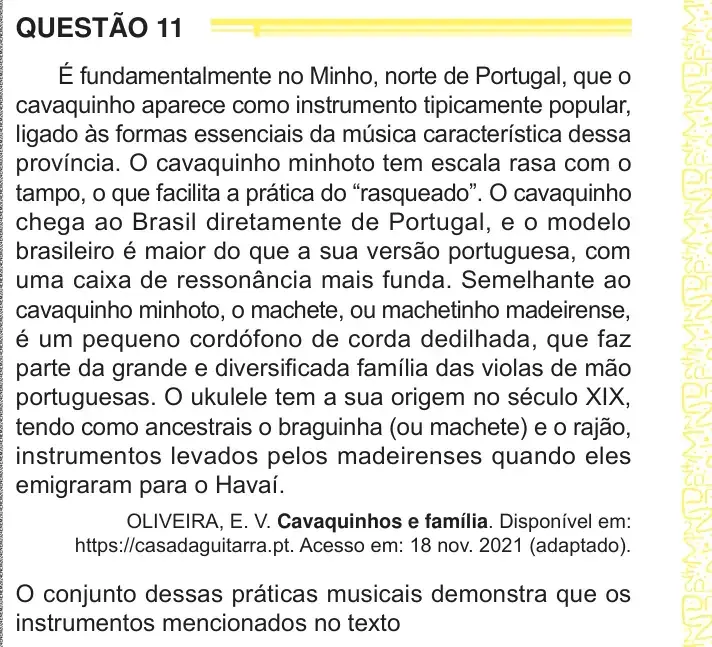 Enunciado da questão 11 do ENEM 2024 Dia 1