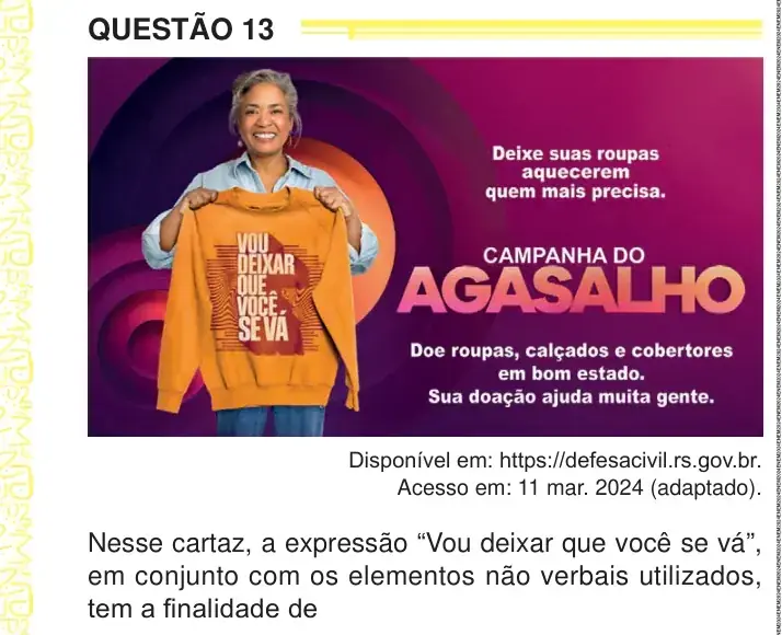 Enunciado da questão 13 do ENEM 2024 Dia 1