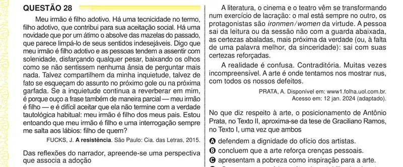 Enunciado da questão 28 do ENEM 2024 Dia 1