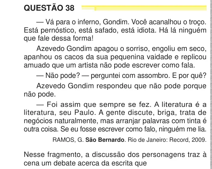 Enunciado da questão 38 do ENEM 2024 Dia 1