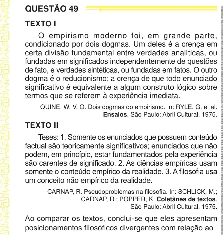 Enunciado da questão 49 do ENEM 2024 Dia 1
