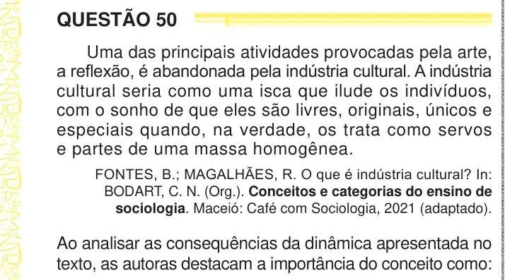 Enunciado da questão 50 do ENEM 2024 Dia 1