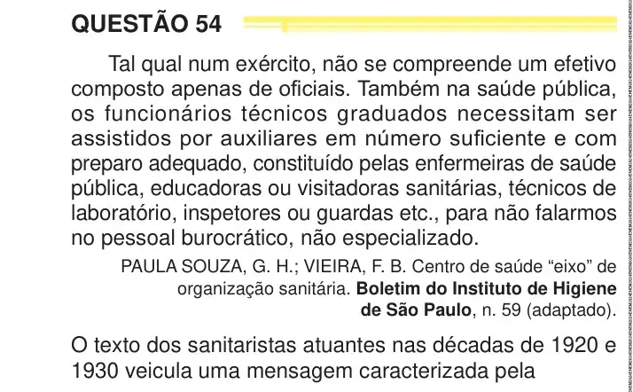 Enunciado da questão 54 do ENEM 2024 Dia 1