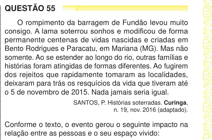 Enunciado da questão 55 do ENEM 2024 Dia 1