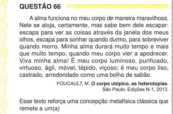 Enunciado da questão 66 do ENEM 2024 Dia 1