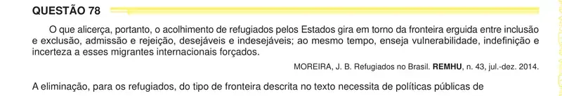 Enunciado da questão 78 do ENEM 2024 Dia 1