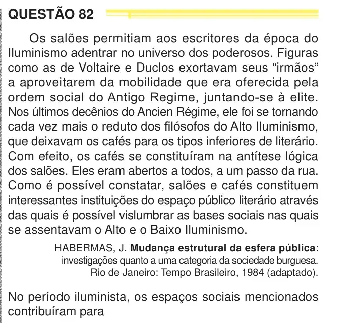 Enunciado da questão 82 do ENEM 2024 Dia 1