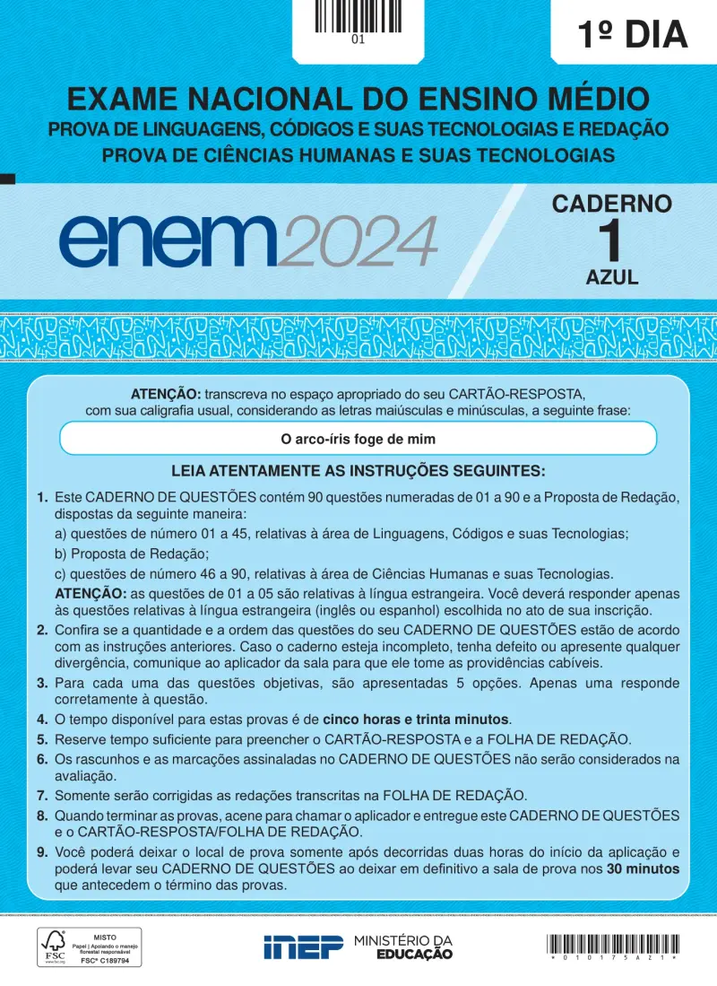 ENEM 2024 Dia 1 Caderno Azul