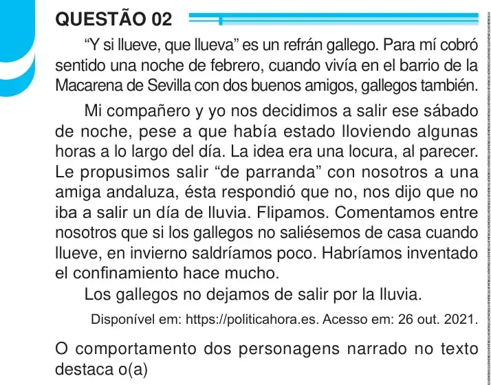 Enunciado da questão 2 do ENEM 2024