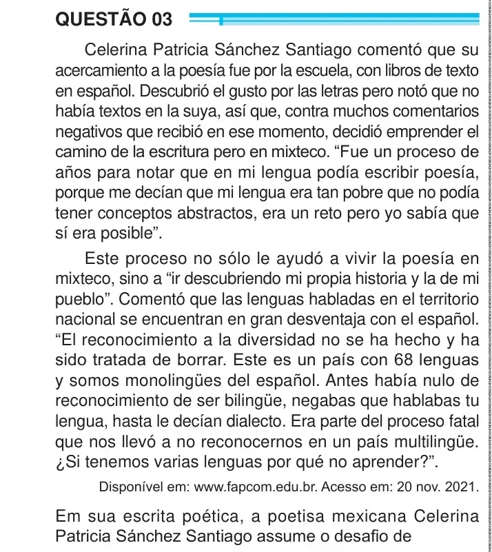 Enunciado da questão 3 do ENEM 2024