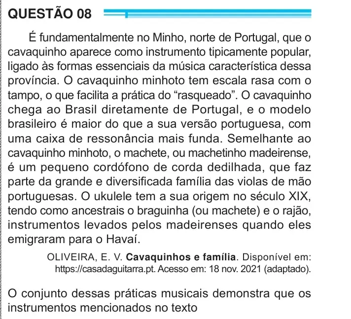Enunciado da questão 8 do ENEM 2024