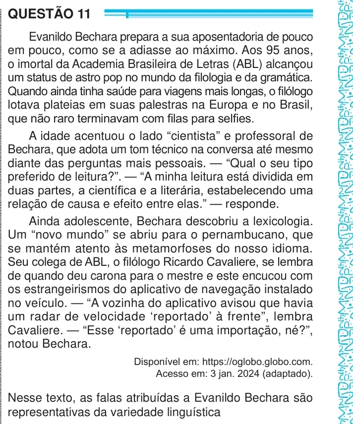 Enunciado da questão 11 do ENEM 2024