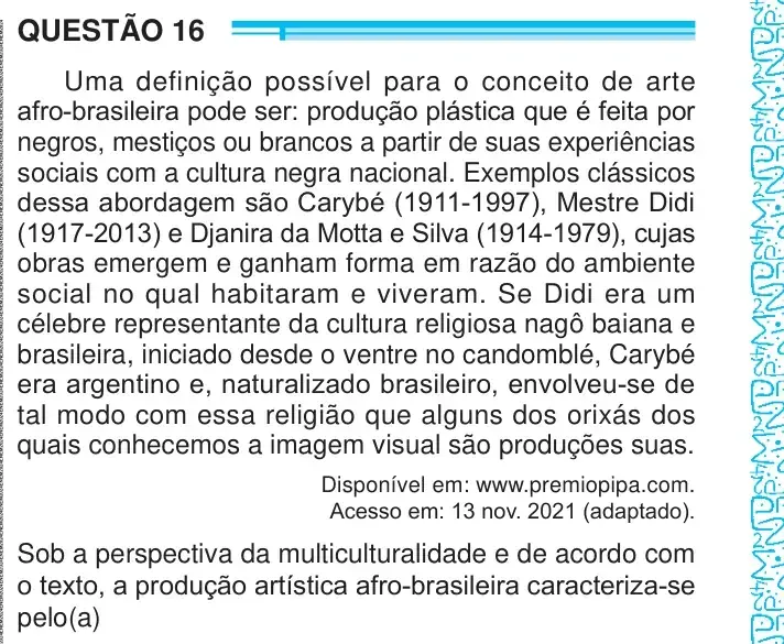 Enunciado da questão 16 do ENEM 2024