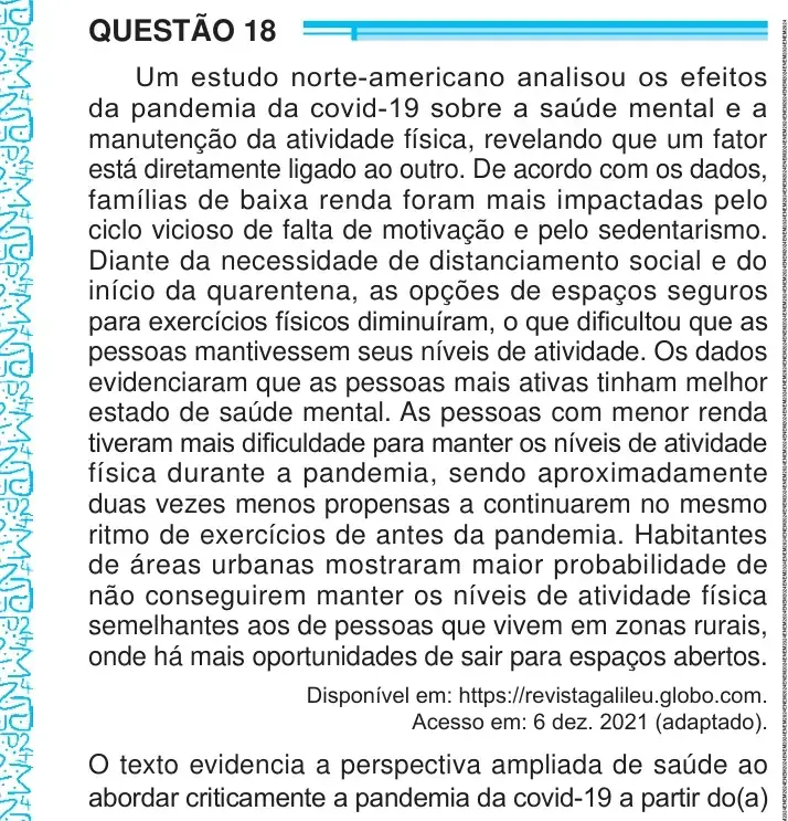 Enunciado da questão 18 do ENEM 2024