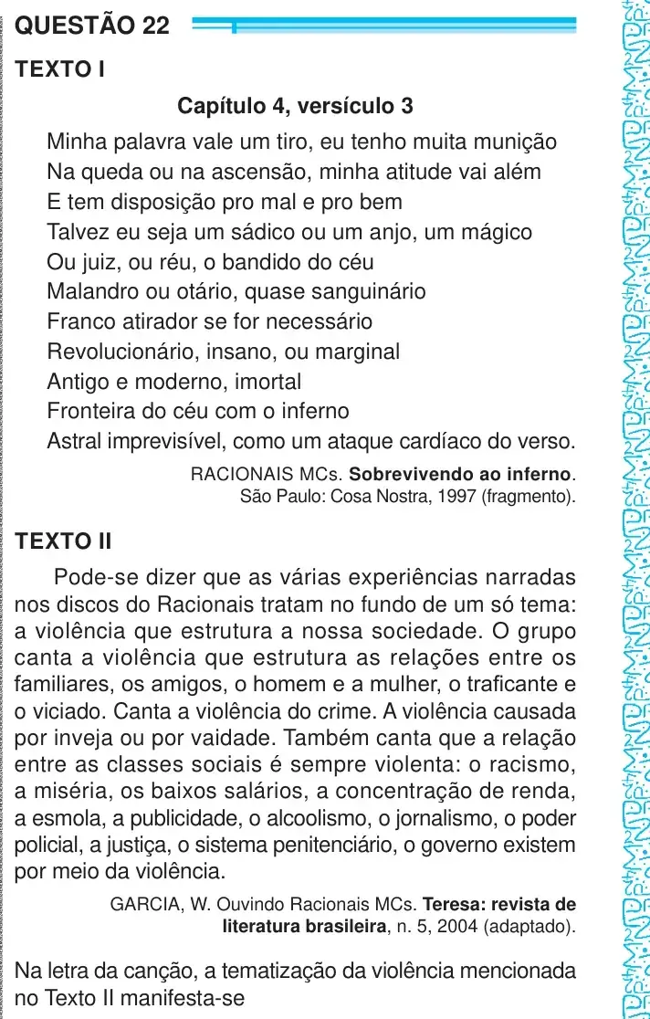 Enunciado da questão 22 do ENEM 2024