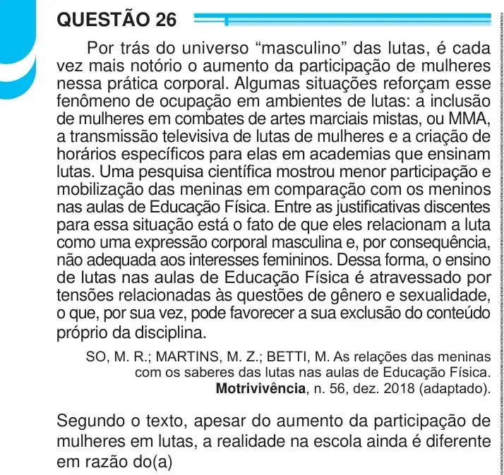 Enunciado da questão 26 do ENEM 2024