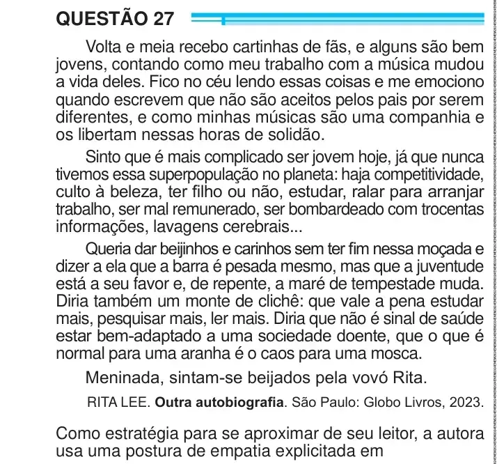 Enunciado da questão 27 do ENEM 2024