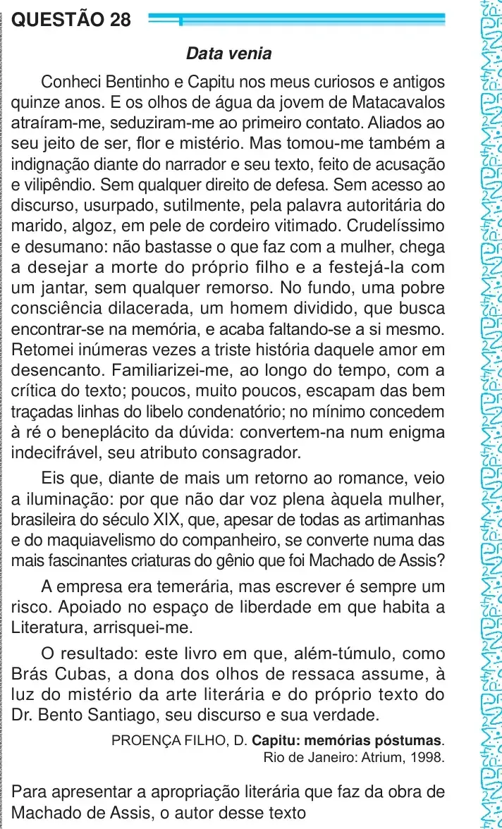 Enunciado da questão 28 do ENEM 2024