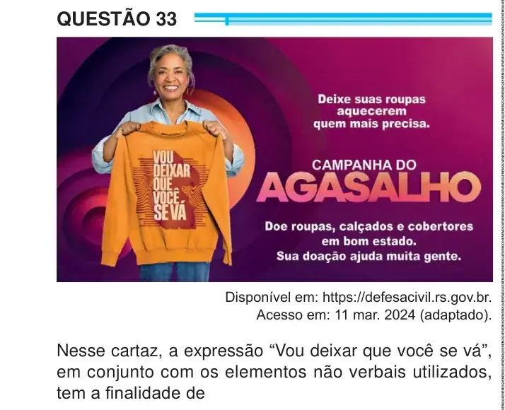 Enunciado da questão 33 do ENEM 2024