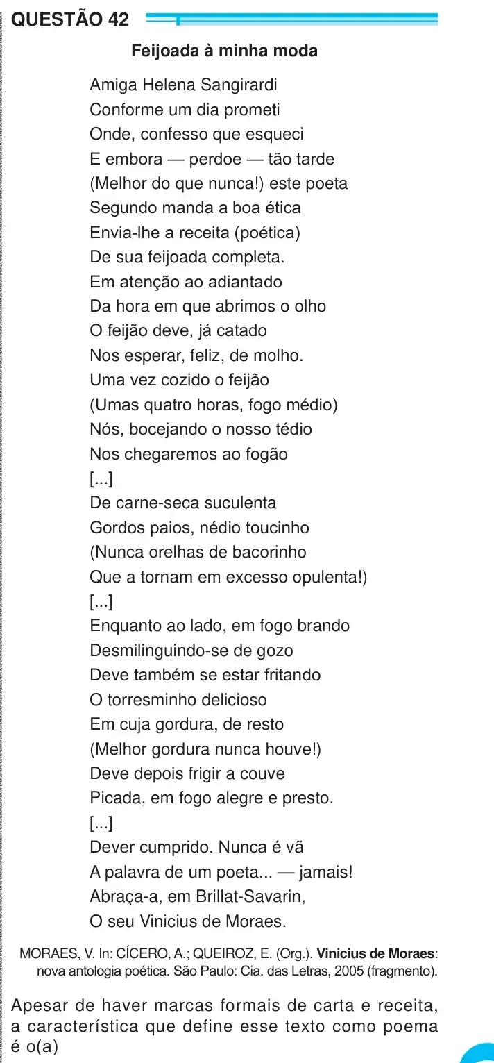 Enunciado da questão 42 do ENEM 2024