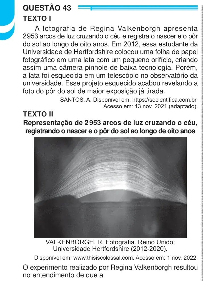 Enunciado da questão 43 do ENEM 2024