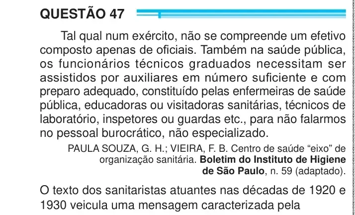 Enunciado da questão 47 do ENEM 2024