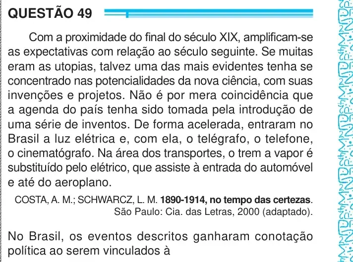 Enunciado da questão 49 do ENEM 2024