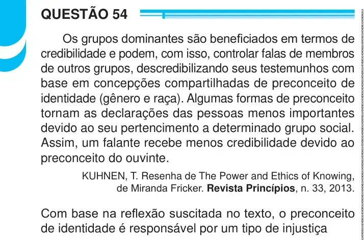 Enunciado da questão 54 do ENEM 2024