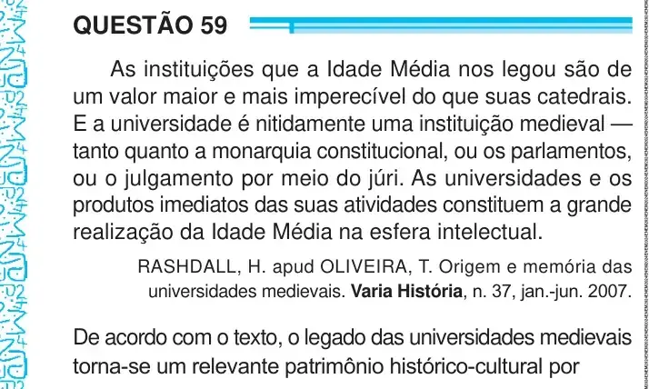 Enunciado da questão 59 do ENEM 2024