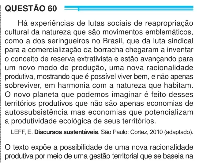 Enunciado da questão 60 do ENEM 2024