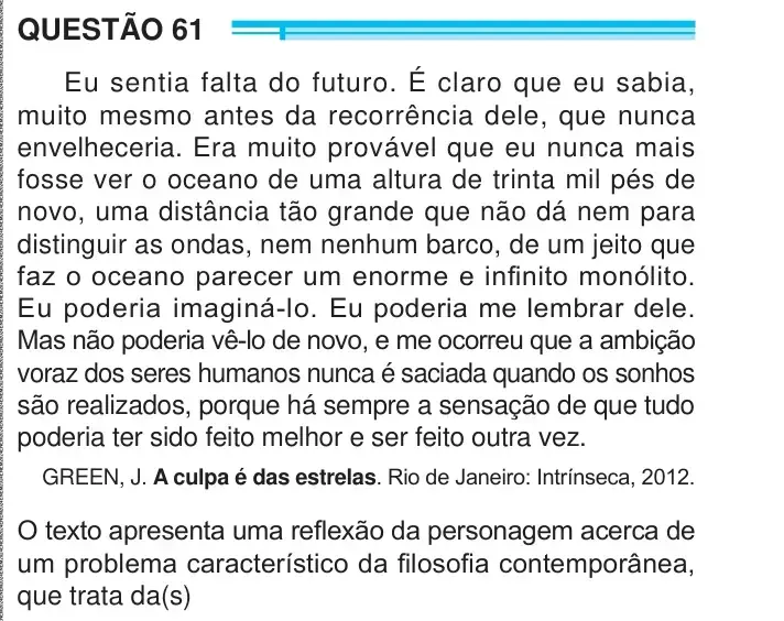 Enunciado da questão 61 do ENEM 2024