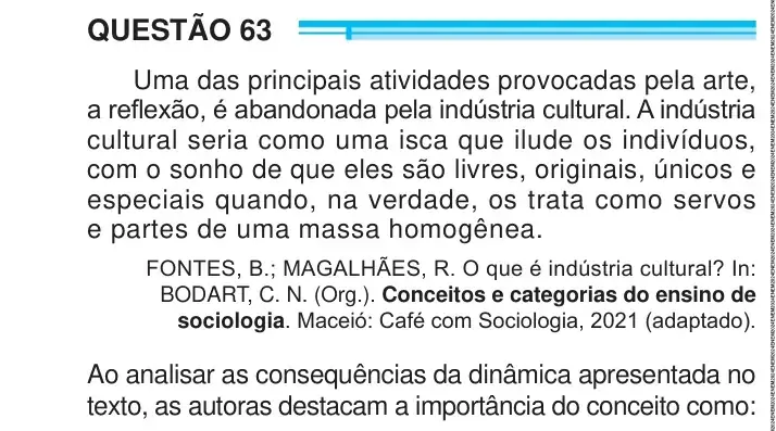 Enunciado da questão 63 do ENEM 2024