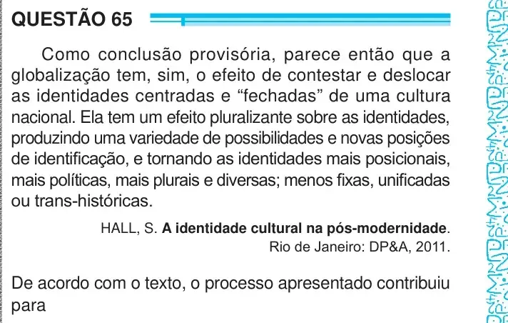 Enunciado da questão 65 do ENEM 2024