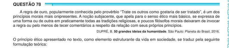 Enunciado da questão 78 do ENEM 2024