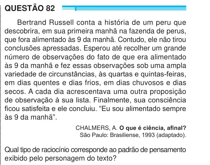 Enunciado da questão 82 do ENEM 2024