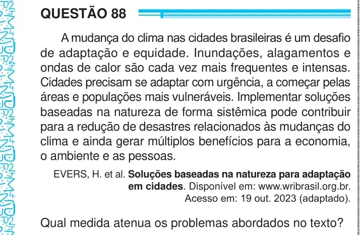Enunciado da questão 88 do ENEM 2024