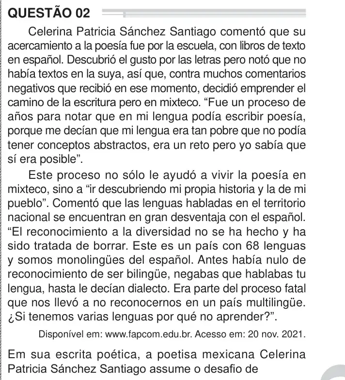 Enunciado da questão 2 do ENEM 2024